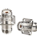 SO239 UHF Female To Female Chassis Mount Connector 4 Hole Flange Panel Adapter 2 Pack For PL259 Antenna with nickel plated body