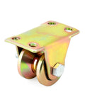 Steel Groove Rigid Caster Wheel 1 Point 2 Inch Diameter with V Shaped Bracket, heavy duty load for industrial machines.