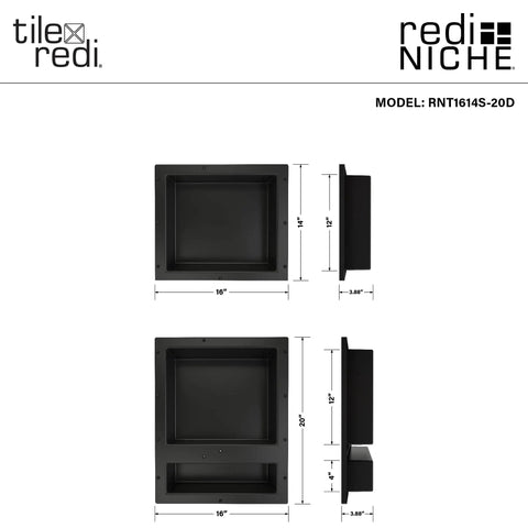 Triple Niche Recessed Shower Shelf With Three Built In Shelves Install Horizontal Or Vertical Ready To Tile 16x34x4 Black