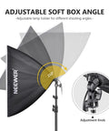 Adjustable softbox angle on Two Pack Pro Grade 700W Equivalent Continuous Lighting Kit with E26 sockets for product shoots.