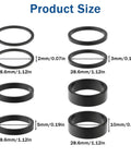 Image showing Eight Piece Aluminum Bike Headset Spacers Set for One and One Eighth Inch Stems with sizes 2mm, 3mm, 5mm, 10mm.