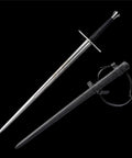 Beefy Hand Forged Spring Steel Medieval Longsword 46 Inch Full Tang With Black Brown Scabbard Tempered 50 To 55 HRC Real Warrior Sword