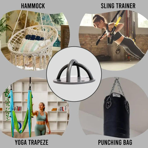 Beefy Industrial Strength Ceiling Hooks Set With Anchors And Bolts Holds Up To 600 Lbs for gym rings and yoga trapeze use