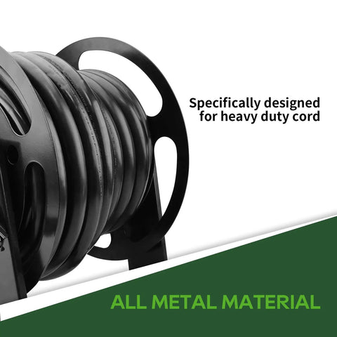 Heavy Duty RV Power Cord Reel For Fifty Amp Cables Holds Up To Fifty Feet Of Six Three Plus One Eighth AWG Cable image