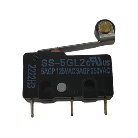 Close-up of Five Pack SS 5GL2 Micro Limit Switches 5A 125VAC Three Pins High Precision Mechanism with metal lever arm