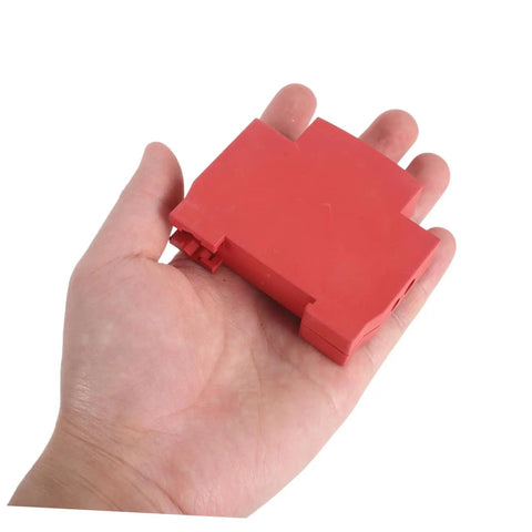 Kick Ass Snap In Plastic Shell For Mini Condensed Aerosol Fire Extinguishers Durable protective red case held in hand.