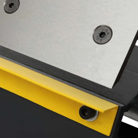 Close-up of 24 Inch Sheet Metal Pan And Box Brake With 0 To 135 Degree Bend Angles, showing durable construction and hardware detail.
