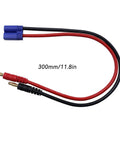 EC5 Male To 4.0mm Banana Plug Adapter For IC5 Connector, 12AWG 30cm Silicone Wire, RC Battery Connector Kit in red and black