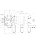 Technical drawing of Motorized Rotation Stage 360 Degree Optical Rotary Table For Industrial Production With Worm Gear Transmission.