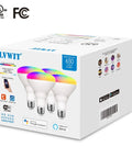 Box of BR30 Smart LED Flood Bulbs 13W 1300 Lumens RGB Color Changing, Dimmable, E26 Base, Works With Alexa And Google Assistant