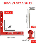 Pro Grade Aluminum Corner Clamps For Woodworking Square Up Your Builds Dead On Easy Right Angle Positioning Squares with sizes.