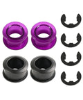 Top Notch Shift Cable Bushing Kit With 4 Durable Rubber Inserts And Clips, purple and black rubber parts with clips for gear shifting.