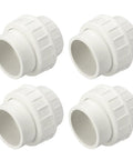Four Pack 2 Inch PVC Union Coupling Fittings Slip Socket To Socket SCH 40 Furniture Grade White For Leak Free Pipe Connection