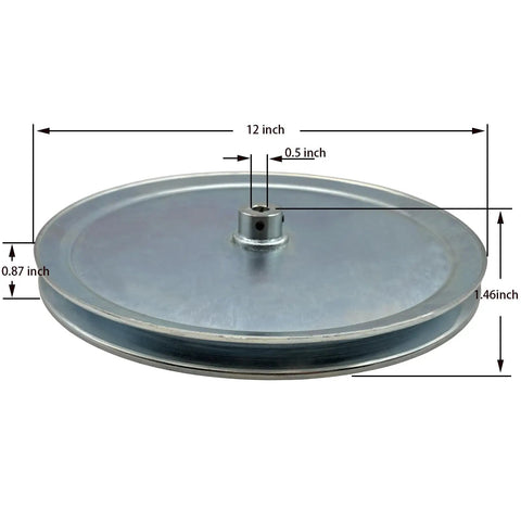 12 Inch OD Single Groove V Belt Pulley For A B 5L 4L V Belts Motor Drive Carbon Steel Zinc Plated 1/2 Inch Bore With Standard Keyseat 1/8 X 1/16 Built To Last And Hardware