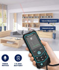3 In 1 Laser Measure With Built In Wheel For Curved Surfaces And Arc Length Pythagorean Point To Point Area Volume 200 Ft Tool display in hand