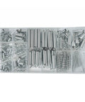 Assorted Extension Springs Kit 200 Pcs Metal Tension Springs for home appliances, organized in plastic box compartments.