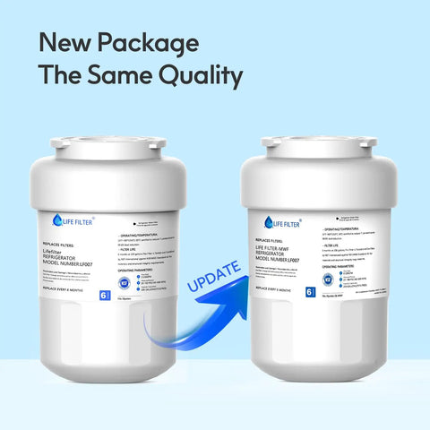 Premium Refrigerator Water Filter Replacement For MWF Series And Compatible Models 3 Pack with updated packaging visible.