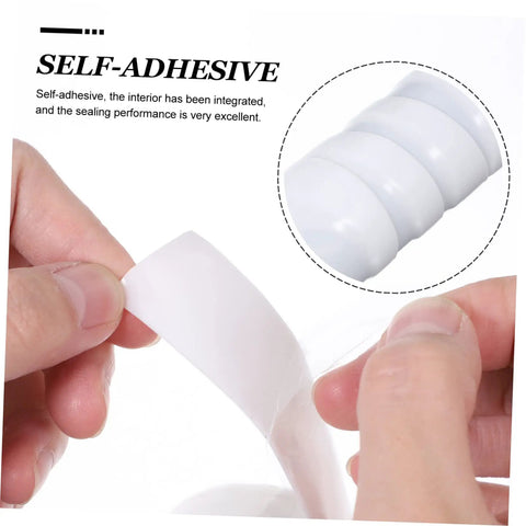 Close-up of white Pipe Waterproofing Tape For Leaks Repair Heavy Duty Sealant Tape For Outdoor Use DIY Pipe Fix Weatherproof