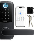 Keyless Entry Door Lock With Handle 5 In 1 Security System Includes Fingerprint Passcode App Control Fob And Emergency Key Easy Install