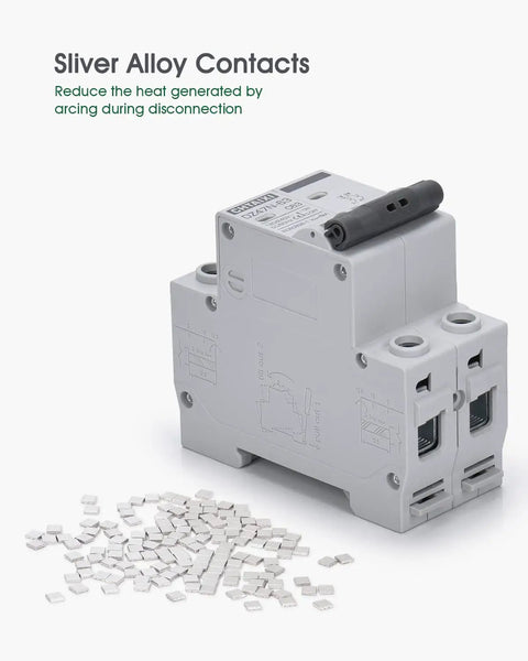 32 Amp AC Miniature Circuit Breaker, 2 Pole DIN Rail Mount, Thermal Magnetic Trip, 120V 240V, Solar Disconnect Switch MCB C32