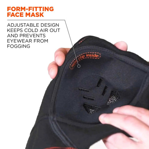Winter Balaclava With Detachable Heat Exchanger Face Mask For Extreme Cold Full Head And Neck Coverage showing nose clip
