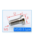 10 Piece Suction Cup Conversion Head Set For Industrial Pneumatic Tools showing M5x8 B type nickel-plated copper joint adapter.