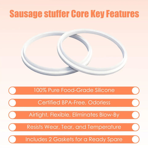 Leakproof Sausage Stuffer Gasket Seal Replacement Kit For 3, 5, And 7 Liter Vertical Or Horizontal Sausage Makers, Compatible With VEVOR, Hakka, And Weston Units, Includes 2 Pack