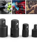 Cool Anu Limen 4 Piece Chrome Vanadium Socket Adapter Set Makes Auto Repair A Snap With Flexible Drive Reducers And Converters For Quick Torque Fixes Without The Hassle. 4-piece black chrome vanadium socket adapter set in multiple drive sizes for auto repair