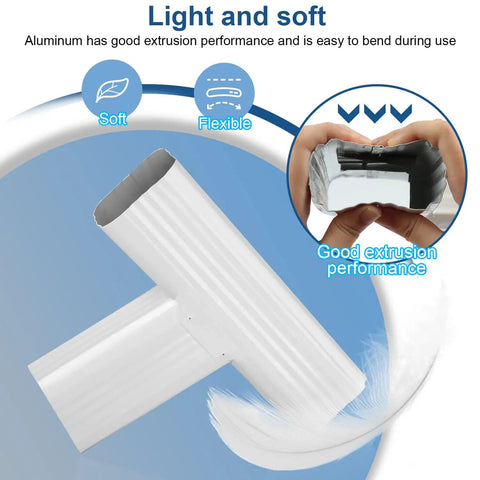 Downspout Y Connector 2x3 Left High Gloss White Aluminum No Fuss Easy Clamp On For Double Downspouts Leak Free Kit