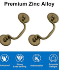 Close-up of Six Piece Antique Drop Bail Handle Pulls For Cabinets And Dressers, Zinc Alloy Hardware, Easy To Install