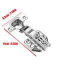 Stainless Steel Cabinet Door Hinge With Upgraded Soft Close Damping System Built In Hydraulic Damper shown with measurements