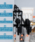 Close-up of 12 Foot Double Track Bypass Sliding Barn Door Hardware Kit for Two Doors Black Sleek Modern Look Heavy Duty Steel installation.