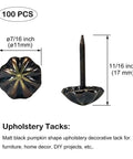 Premium 7/16 Inch Upholstery Tacks For Furniture Fix Ups, black decorative nailheads with pumpkin shape for DIY projects.