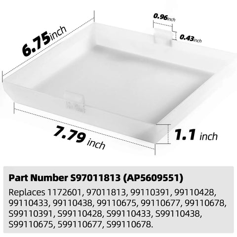 2-Pack AP5609551 8 By 7 Inch Light Cover Replacement for bathroom vent fan, dimensions with part number visible