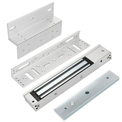 Heavy Duty Magnetic Door Lock With Z And L Brackets Built Tough, 600 Pounds Holding Force, 12V Fail Safe NC, Stainless Steel Body