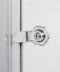 Close-up of the locking mechanism on the Heavy Duty 16X16 Inch Aluminum Access Panel With Insulated Core And Snap Tight Gasket Keyed Cylinder Lock.