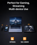 Devices connected wirelessly using AX900 Ultra Fast WiFi 6 USB Adapter Dual Band 5GHz up to 600Mbps and 2.4GHz up to 286Mbps