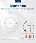Diagram showing dimensions and included accessories for Bulk 24 Count 5 By 6 Inch Led Disk Lights With Smart Dimming Controls.