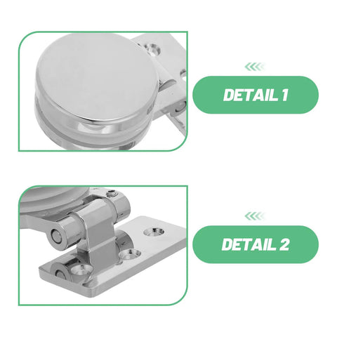 Heavy Duty Glass Door Hinges For 3 To 6mm Tempered Glass Concealed Zinc Alloy Finish Frameless Shower Door Hardware For Home And Commercial Use Durable Design With Smooth Operation And Corrosion Resistant Build. close-up hinge detail