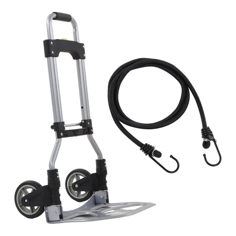 Badass Heavy Duty Foldable Hand Truck With Two Wheel Mobile Platform And Roll Smooth As Butter Silent Casters 154 Lb Capacity with bungee cords