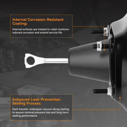 Heavy Duty Vacuum Power Brake Booster Replacement showing internal coating and sealing features for 2003 2006 Chevy models.