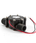 Micro Hydro Water Turbine Generator 12V Off Grid Power System, 10W Output, 220mA Max, Powers 12V Radio And 10W LED Lights, 1.2MPa Max Pressure, Quiet 55dB, Durable 3000h Life, side view with connecting wires