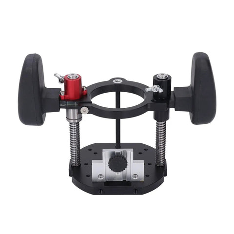 Built Like A Tank Aluminum Alloy Router Table Lift Base With Dead Nuts Accurate 65mm Plunge Mounting Plate for precision drilling.