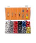 Self Adjusting Ratchet Ferrule Crimping Tool Kit With 1800-Piece Wire Ferrules in assorted colors for insulated connectors