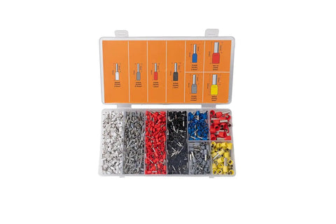 Self Adjusting Ratchet Ferrule Crimping Tool Kit With 1800-Piece Wire Ferrules in assorted colors for insulated connectors