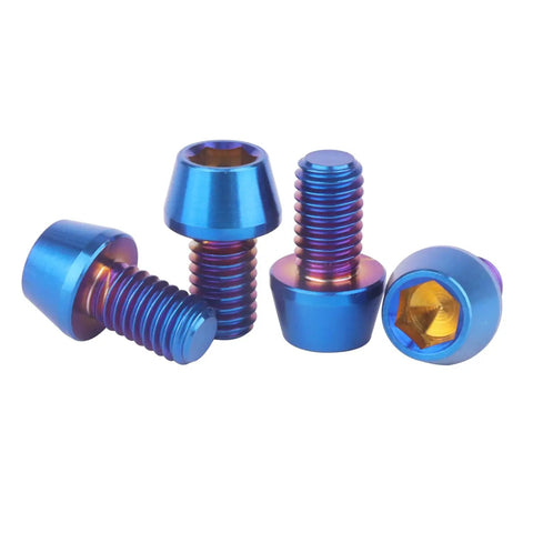 4 Pack Rock Solid Grade 5 Titanium Allen Hex Tapered Socket Head Cap Screws M6 X 10 16 20 25 30 35 Millimeter Mix Burnt Blue Finish.