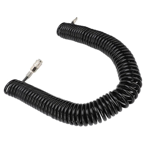 Top Shelf Heavy Duty Retractable Air Hose Compressor Hookup With Kink Free Bend Limiter And Easy Self Rewind Reel for tough projects, 12m rubber hose.