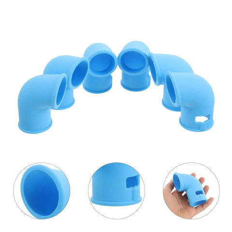 Sky-blue silicone steam diverter set for pressure cooker exhaust vent tube, six pieces spread out, flexible quick install
