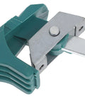 Close-up of a Heavy Duty Commercial Oven Handle For Industrial Cooking Equipment, featuring ergonomic green grip and metal attachment.