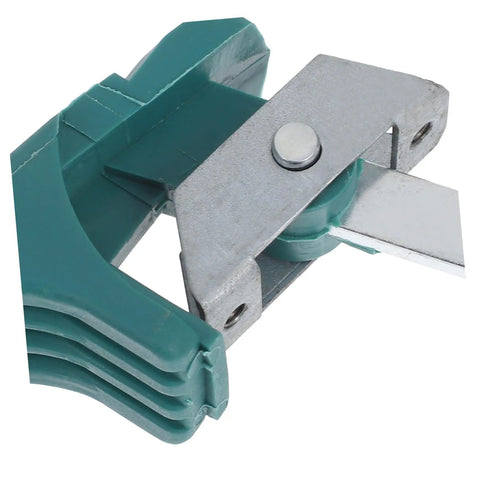 Close-up of a Heavy Duty Commercial Oven Handle For Industrial Cooking Equipment, featuring ergonomic green grip and metal attachment.